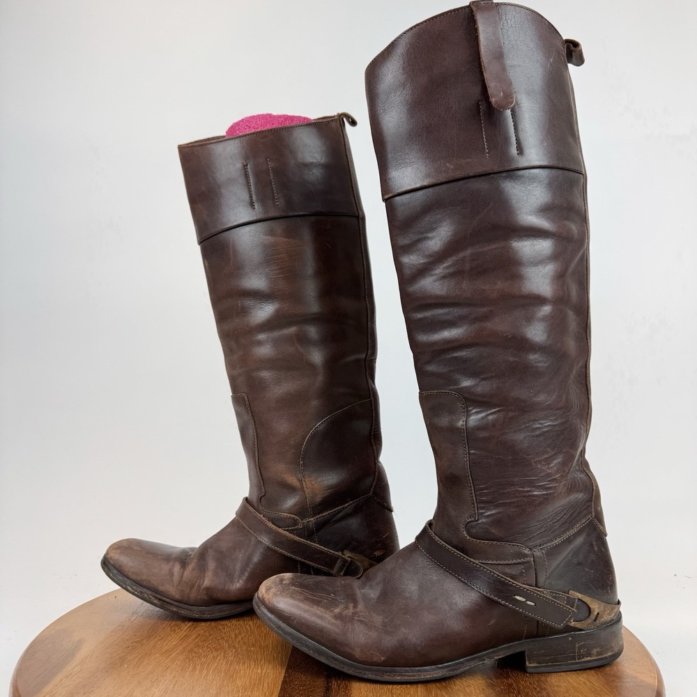Womens Golden Goose Charlye Brown Leather Tall Knee High Riding Boots Size EU 38 - Picture 2 of 10